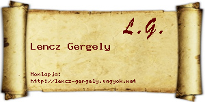 Lencz Gergely névjegykártya